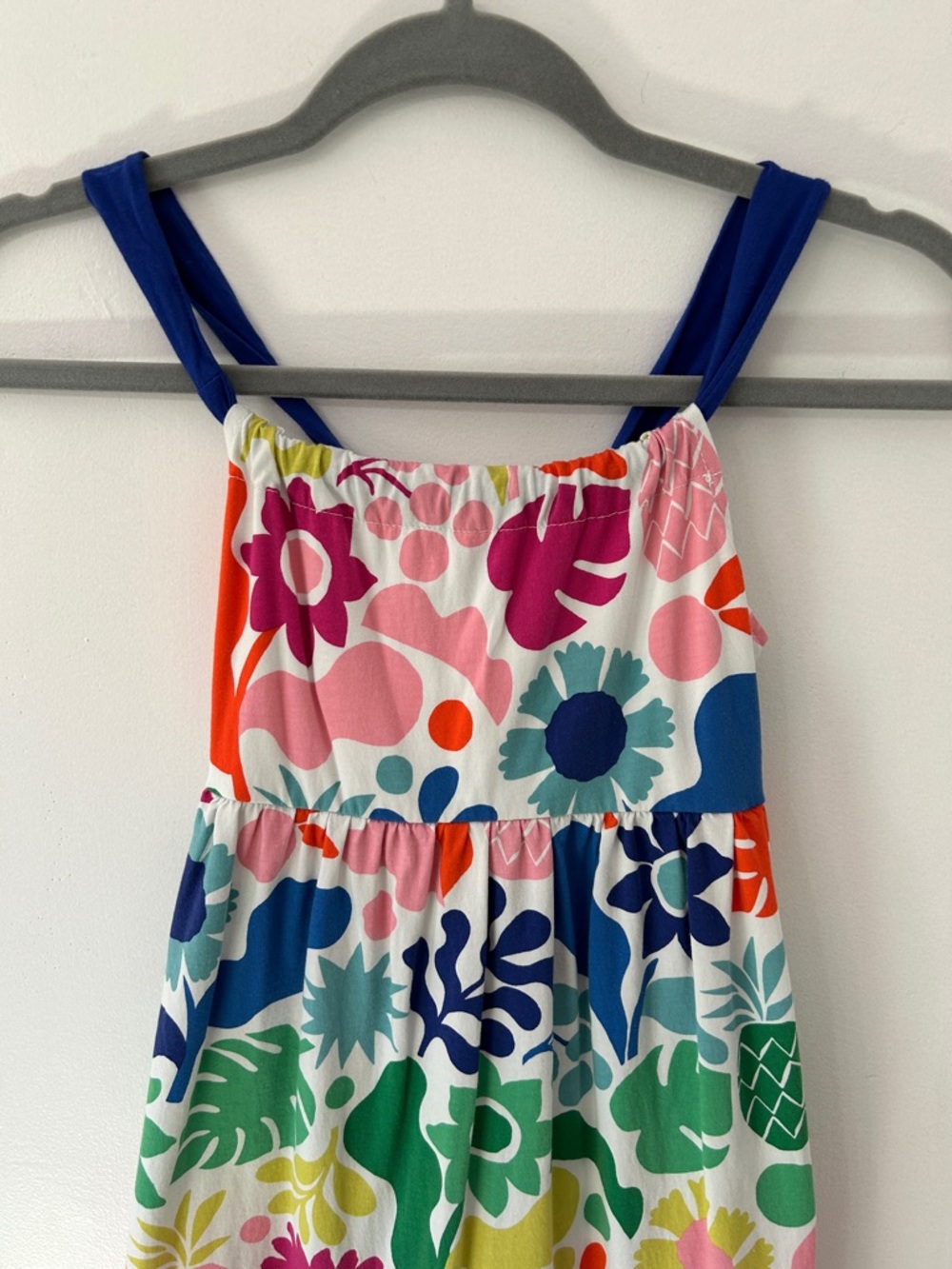 Mini Boden Dress Kids 8/9 Tropical Floral Summer Tiered Vibrant Crossback Beach - Picture 2 of 14